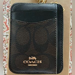Coach pocket size wallet, brown & black, original monogram